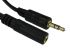 RS PRO Male 3.5 mm Stereo Jack to Female 3.5 mm Stereo Jack Aux Cable, Black, 1.2m