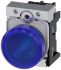 Siemens, SIRIUS ACT, Panel Mount Blue LED Indicator, 22mm Cutout, Round, 110V ac