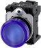 Siemens, SIRIUS ACT 3SU11, Panel Mount Blue LED Indicator, 22mm Cutout, Round, 110V ac