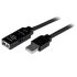 Cable USB 2.0 Startech, con A. USB A Macho, con B. USB A Hembra, long. 20m, color Negro