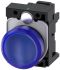 Siemens, SIRIUS ACT, Panel Mount Blue LED Indicator, 22mm Cutout, Round, 230V ac