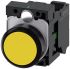 Siemens 黄色圆形按钮开关, Φ22mm面板开孔, 单刀单掷, 3SU1100-0AB30-3BA0
