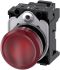 Siemens, SIRIUS ACT 3SU11, Panel Mount Red LED Indicator, 22mm Cutout, Round, 24V ac/dc