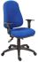 RS PRO Drehstuhl auf Rädern Gewebe Blau, höhenverstellbar 52 → 64cm bis 150kg mit verstellbarer Rückenlehne