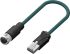 RS PRO Cat5e Straight Female M12 to Male RJ45 Ethernet Cable, Teal PUR Sheath, 2m