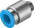Festo Straight Threaded Adaptor, G 1/8 Male to Push In 10 mm, Threaded-to-Tube Connection Style, 133000