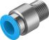 Festo Straight Threaded Adaptor, R 1/4 Male to Push In 10 mm, Threaded-to-Tube Connection Style, 133188