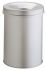 Durable Waste Basket Safe Round 15L Grey Flip Steel Waste Bin