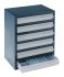 Raaco 6 Drawer Storage Unit, Steel, 435mm x 357mm x 255mm, Blue