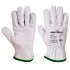 Portwest White Leather Construction Gloves, Size 9, L