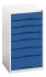 Armario Bott Azul, Gris claro de Acero, con 7 cajones, 900mm x 525mm x 550mm