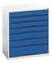 Bott 蓝色，浅灰色 机柜, 900mm高 x 800mm宽 x 550mm深, 7个抽屉, 钢外框