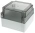 Fibox MNX Series Grey Polycarbonate Enclosure, IP66, IP67, Smoked Transparent Lid, 130.1 x 130.1 x 100mm