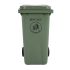 RS PRO Kunststoff Mülleimer 240L Grün T 740mm H. 1070mm B. 580mm, mit Deckel, auf Räder