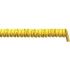 1.5m 3 Core Coiled Cable 1.5 mm² CSA Polyurethane PUR Sheath Yellow, 8.9mm OD