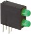 Dialight NYÁK-ra szerelhető LED állapotjelző Zöld Derékszögű, Átmenő furat, 2 db LED, 60°, 2,2 V