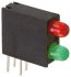 Dialight NYÁK-ra szerelhető LED állapotjelző Zöld, piros Derékszögű, Átmenő furat, 2 db LED, 60°, 20 V