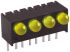 Indicador LED para PCB a 90º Dialight Amarillo, λ 585 nm, 4 LEDs, 1,8 V, 60 °, dim. 17.27 x 8.89 x 7.11mm, mont. pasante