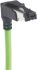 HARTING Cat5 Right Angle Male RJ45 to Unterminated Ethernet Cable, U/FTP Shield, Green PVC Sheath, 3m