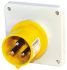 MENNEKES IP44 Yellow Panel Mount 3P Industrial Power Plug, Rated At 16A, 110 V