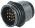 Toughcon Connector, 14 Contacts, Cable Mount, Socket, Male, IP44, IP65, TT Series