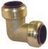 Pegler Yorkshire Brass Pipe Fitting, 90° Push Fit Elbow, Female to Female 15mm