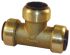 Pegler Yorkshire Brass Pipe Fitting, Tee Push Fit Equal Tee, Female to Female 22mm