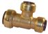 Pegler Yorkshire Brass Pipe Fitting Push Fit One End & Branch Reducer Tee, Female to Female 22 x 15mm