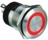 Bulgin Illuminated Momentary Push Button Switch, Panel Mount, SPST, 19.2mm Cutout, Red LED, 24V dc, IP66