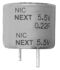 Supercondensador NIC Components, 0.1F, -20 → +80%, 5.5V dc, Montaje en orificio pasante, 16Ω
