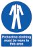 RS PRO 强制性标志, 标示Protective Clothing（防护服） 210 mm, 蓝色/白色, PP 硬质塑料, 标志