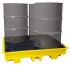 Cubeto de retención para cuatro bidones para control de derrames Lubetech, para almacenamiento industrial