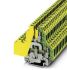 Phoenix Contact UKKB 5-PE Series Green/Yellow Fused DIN Rail Terminal, Double-Level, Screw Termination