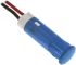 Indikátor pro montáž do panelu 6mm barva Modrá, typ žárovky: LED Olověné dráty, 24V dc APEM