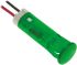 Indikátor pro montáž do panelu 8mm barva Zelená, typ žárovky: LED Olověné dráty, 24V dc APEM