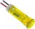 Indikátor pro montáž do panelu 8mm barva Žlutá, typ žárovky: LED Olověné dráty, 220V ac APEM