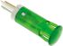 Indikátor pro montáž do panelu 10mm barva Zelená, typ žárovky: LED Faston, pájecí očko, 110V ac APEM