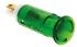 Indikátor pro montáž do panelu 10mm barva Zelená, typ žárovky: LED Faston, pájecí očko, 24V dc APEM