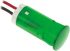 Apem Green Indicator, 12V dc, 12mm Mounting Hole Size, Lead Wires Termination
