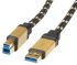 Cable USB 3.0 Roline, con A. USB A Macho, con B. USB B Macho, long. 3m, color Negro/Oro