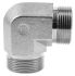 Parker Steel Zinc Plated Hydraulic Elbow Threaded Adapter, 6EMK4S, G 3/8 Male G 3/8 Male