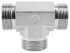 Parker Hydraulic Tee Threaded Adapter 8JMK4S, Connector A G 1/2 Male Connector B G 1/2 Male
