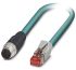 Phoenix Contact VS-M12MS-IP20-94B-LI/3.0 Straight Male M12 to Straight Male RJ45 Sensor Actuator Cable, PUR, 3m