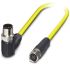 Phoenix Contact Straight Female 3 way M8 to Right Angle Male 3 way M12 Sensor Actuator Cable, 1.5m