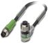 Phoenix Contact Right Angle Female 3 way M12 to Straight Male 3 way M8 Sensor Actuator Cable, 1.5m