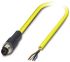 Phoenix Contact 4芯传感器执行器电缆, M8转无终端接头, 2m长, PVC黄色护套, SAC-4P-M8MS/ 2.0-542 BK系列 1406203