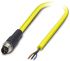 菲尼克斯电气 3芯传感器执行器电缆, M8转无终端接头, 2m长, PVC黄色护套, SAC-3P-M8MS/ 2.0-542 BK系列 1406281