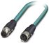 Phoenix Contact Cat5 Straight Female M12 to Straight Male M12 Ethernet Cable, Blue, 2m