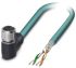 Phoenix Contact Cat5 Right Angle Female M12 to Unterminated Ethernet Cable, Blue PUR Sheath, 5m
