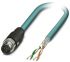 Phoenix Contact Cat5 Straight Male M12 to Unterminated Ethernet Cable, Blue PUR Sheath, 5m